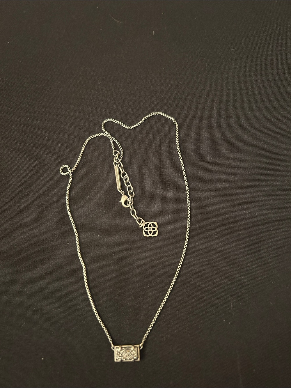 Kendra Scott Silver Sparkle Rectangle Pendant Necklace